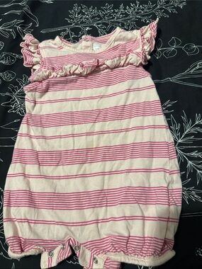 Girls' Pink Stripe Cotton Romper - Brand: Carhartt